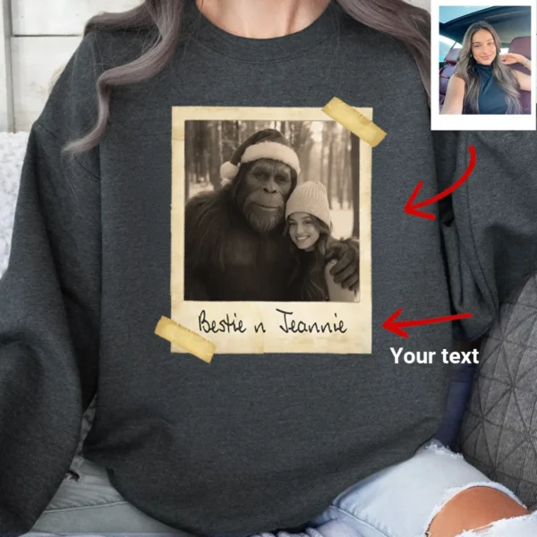 Personalized Bigfoot Photo Christmas Sweatshirt Funny Custom