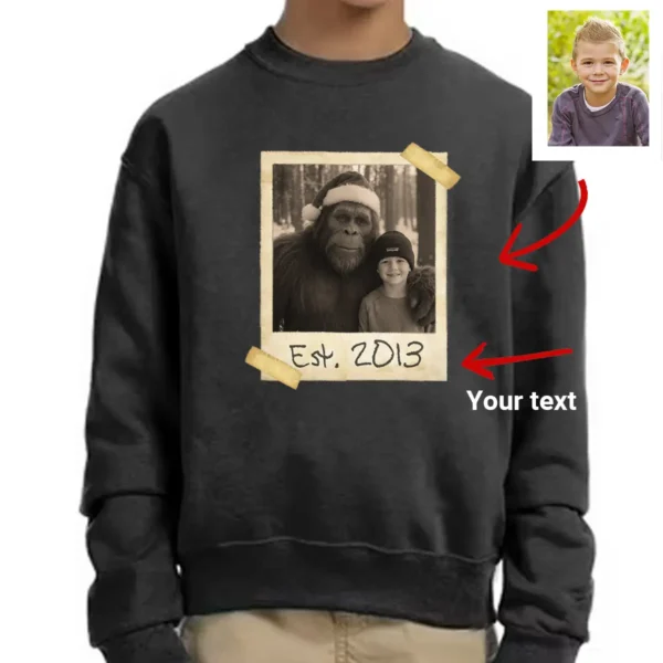 Personalized Bigfoot Photo Christmas Sweatshirt Funny Custom