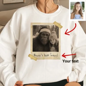Personalized Bigfoot Photo Christmas Sweatshirt Funny Custom
