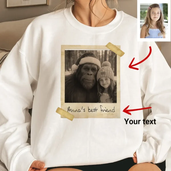 Personalized Bigfoot Photo Christmas Sweatshirt Funny Custom