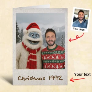 Personalized Christmas Yeti Card Classic 1964 Stop-Motion Movie Greeting Card Gift