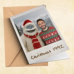 Personalized Christmas Yeti Card Classic 1964 Stop-Motion Movie Greeting Card Gift