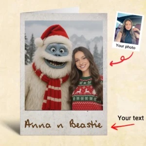 Personalized Christmas Yeti Card Classic 1964 Stop-Motion Movie Greeting Card Gift