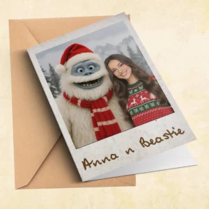 Personalized Christmas Yeti Card Classic 1964 Stop-Motion Movie Greeting Card Gift