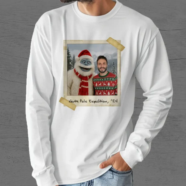 Personalized Christmas Yeti Long Sleeve Tee Classic 1964 Stop-Motion Movie Custom Crewneck