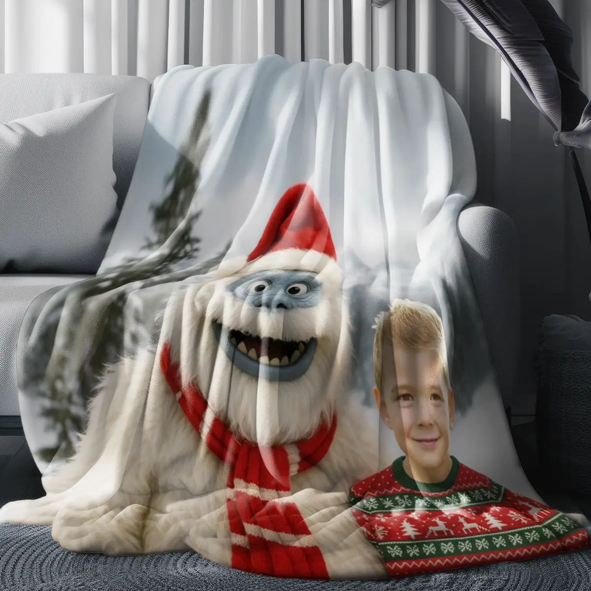 Personalized Christmas Yeti Sherpa Blanket | Classic 1964 Stop-Motion Movie Style, Custom Gift 11 Personalized Christmas Yeti Sherpa Blanket Classic 1964 Stop-Motion Movie Style, Custom Photo Gift Title