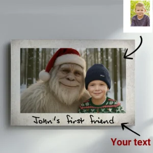 Personalized Yeti Christmas Canvas Custom Photo Art Ready to Hang, Magical Keepsake