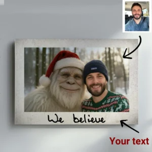 Personalized Yeti Christmas Canvas Custom Photo Art Ready to Hang, Magical Keepsake
