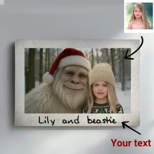 Personalized Yeti Christmas Canvas Custom Photo Art Ready to Hang, Magical Keepsake