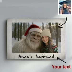 Personalized Yeti Christmas Canvas Custom Photo Art Ready to Hang, Magical Keepsake