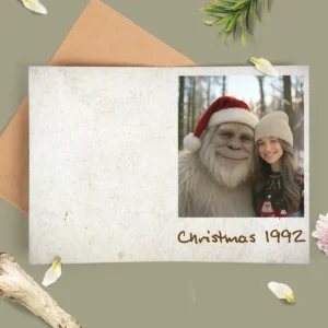 Personalized Yeti Christmas Card Custom Photo Greeting Card, Magical Keepsake