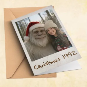 Personalized Yeti Christmas Card Custom Photo Greeting Card, Magical Keepsake