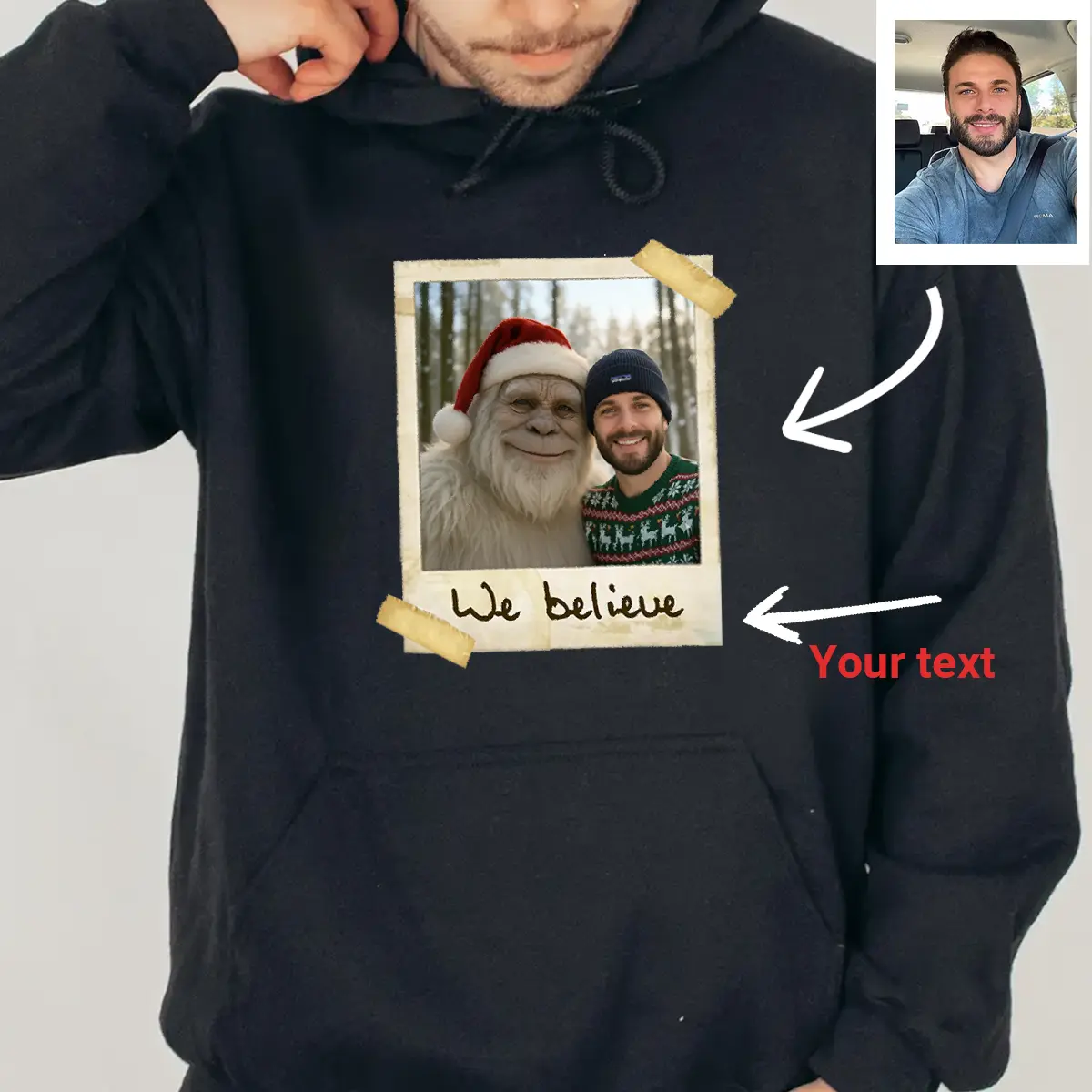 Personalized Yeti Christmas Hoodie | Custom Hooded Sweatshirt, Magical Keepsake 1 Personalized Yeti Christmas Hoodie Custom Hooded Sweatshirt, Magical Keepsake