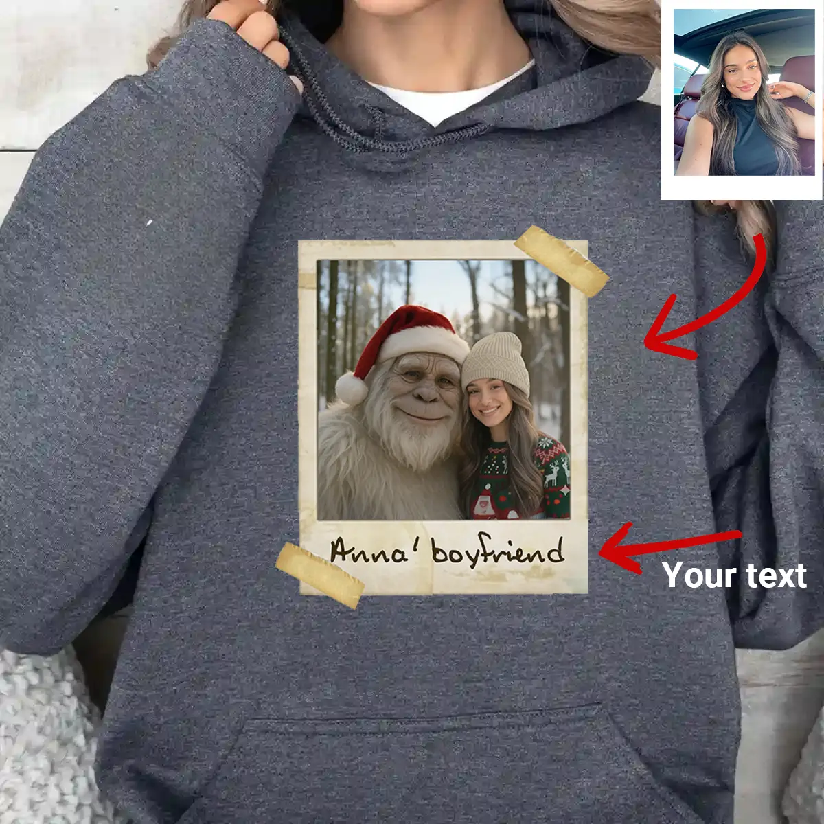 Personalized Yeti Christmas Hoodie | Custom Hooded Sweatshirt, Magical Keepsake 6 Personalized Yeti Christmas Hoodie Custom Hooded Sweatshirt, Magical Keepsake