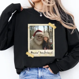 Personalized Yeti Christmas Long Sleeve Tee Custom Photo Crewneck, Magical Keepsake