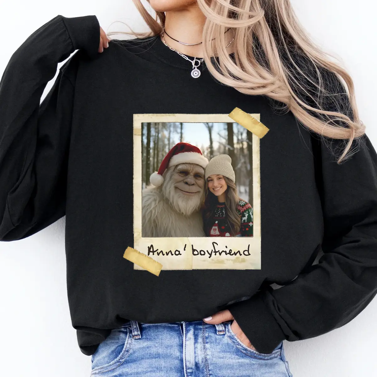 Personalized Yeti Christmas Long Sleeve Tee | Custom Photo Crewneck, Magical Keepsake 2 Personalized Yeti Christmas Long Sleeve Tee Custom Photo Crewneck, Magical Keepsake