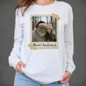 Personalized Yeti Christmas Long Sleeve Tee Custom Photo Crewneck, Magical Keepsake