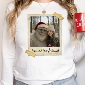 Personalized Yeti Christmas Long Sleeve Tee Custom Photo Crewneck, Magical Keepsake