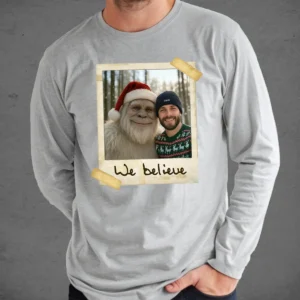 Personalized Yeti Christmas Long Sleeve Tee Custom Photo Crewneck, Magical Keepsake