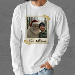 Personalized Yeti Christmas Long Sleeve Tee Custom Photo Crewneck, Magical Keepsake