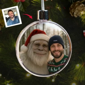 Personalized Yeti Christmas Ornament Custom Photo Decor Gift, Magical Keepsake