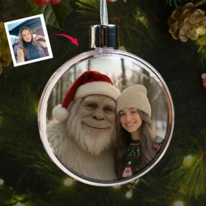Personalized Yeti Christmas Ornament Custom Photo Decor Gift, Magical Keepsake