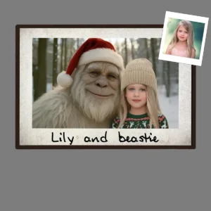 Personalized Yeti Christmas Poster Custom Photo Wall Art, Magical Keepsake