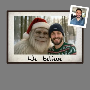Personalized Yeti Christmas Poster Custom Photo Wall Art, Magical Keepsake