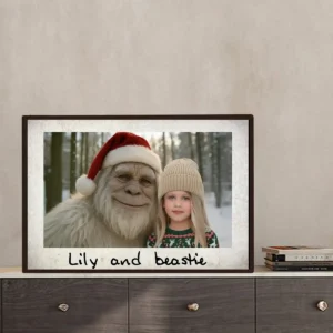 Personalized Yeti Christmas Poster Custom Photo Wall Art, Magical Keepsake