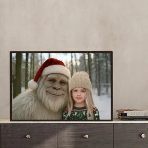 Personalized Yeti Christmas Poster Custom Photo Wall Art, Magical Keepsake