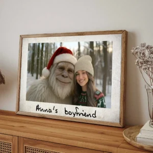 Personalized Yeti Christmas Poster Custom Photo Wall Art, Magical Keepsake