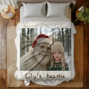 Personalized Yeti Christmas Sherpa Blanket Custom Photo, Magical Keepsake Cozy