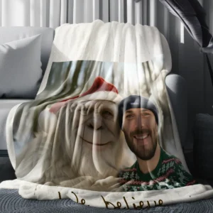 Personalized Yeti Christmas Sherpa Blanket Custom Photo, Magical Keepsake Cozy