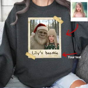 Personalized Yeti Christmas Sweatshirt Custom Photo Pullover, Magical Keepsake