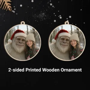 Personalized Yeti Christmas Wooden Ornament Custom Photo Gift, Magical Keepsake