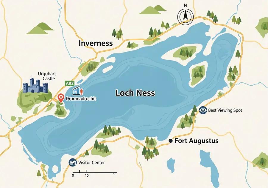 Unlocking The Loch Ness Monster Mystery: Your Ultimate Guide 15 A stylized map of Loch Ness