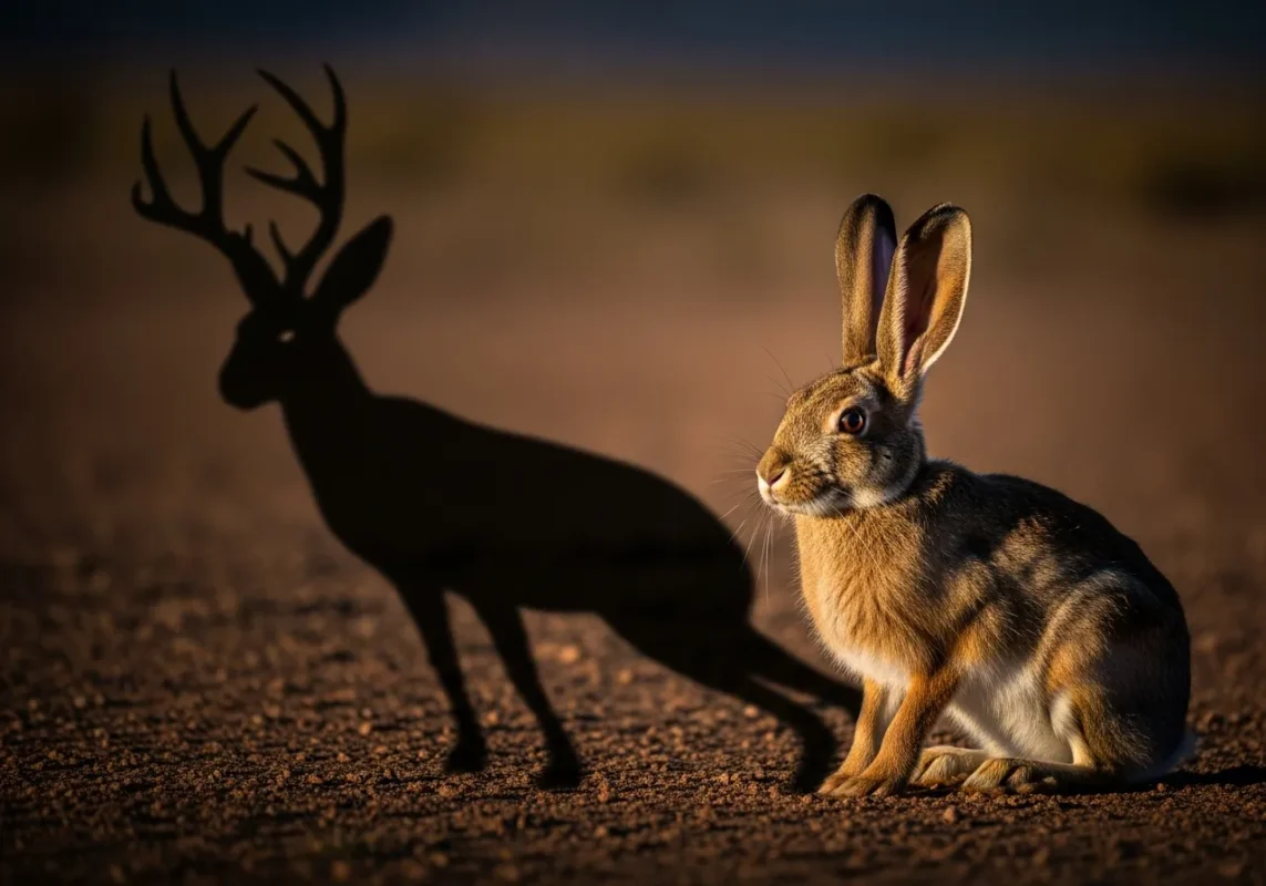 Jackalope: The Shocking True Story Behind America's Cutest Cryptid? 2 Conceptual photo of a rabbit casting a Jackalope shadow