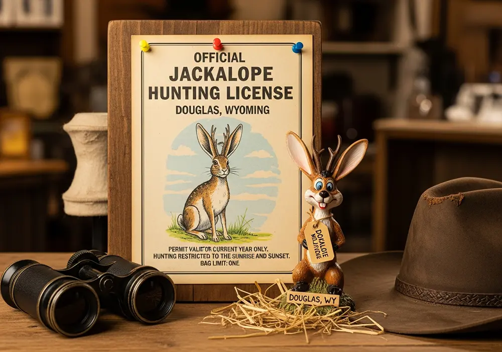 Jackalope: The Shocking True Story Behind America's Cutest Cryptid? 9 Creative still life photo of a Jackalope Hunting License souvenir
