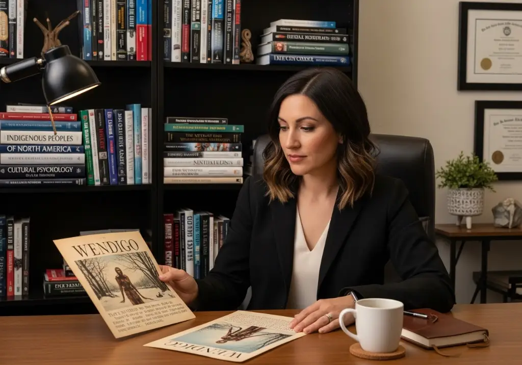 Wendigo: The Chilling Truth Behind The Legend That Haunts The North Woods 10 Professional portrait of female cultural anthropologist studying Wendigo files