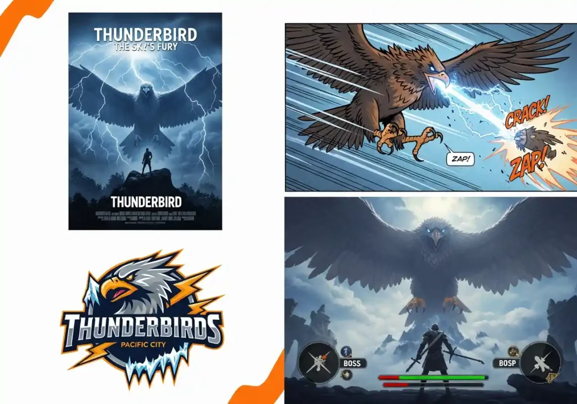 Thunderbird in pop culture collage