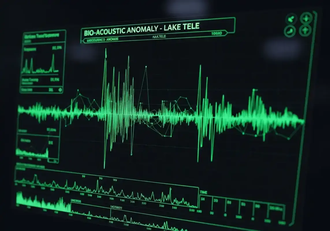 5 Reasons Mokele-mbembe Could Be The Last Survivor 18 Visual representation of sound waves or an audio analysis screen.
