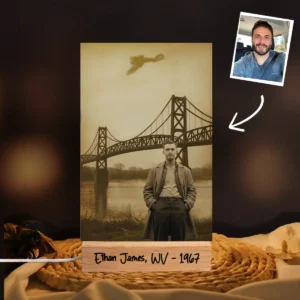 Personalized 1967 Mothman Sighting LED Lamp Your Face in Lost Photo, Custom Gothic Decor Night Light