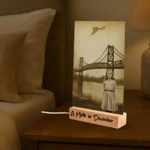 Personalized 1967 Mothman Sighting LED Lamp Your Face in Lost Photo, Custom Gothic Decor Night Light