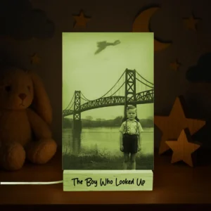 Personalized 1967 Mothman Sighting LED Lamp Your Face in Lost Photo, Custom Gothic Decor Night Light