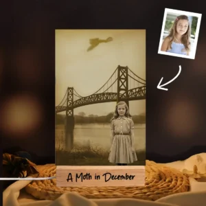 Personalized 1967 Mothman Sighting LED Lamp Your Face in Lost Photo, Custom Gothic Decor Night Light