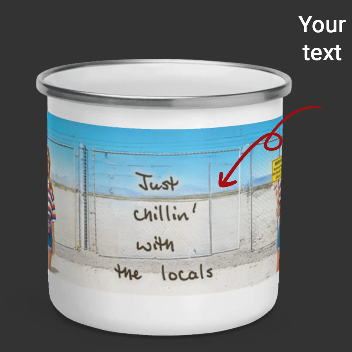 Personalized 1990s Area 51 Alien Camping Mug | Custom Face in Funny Retro Vacation Pic, 90s Kitsch Enamel Mug 6 Personalized 1990s Area 51 Alien Camping Mug Custom Face in Funny Retro Vacation Pic, 90s Kitsch Enamel Mug