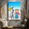 Personalized 1990s Area 51 Alien Canvas Custom Face in Funny Retro Vacation Pic, 90s Kitsch Art