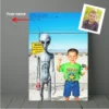 Personalized 1990s Area 51 Alien Canvas Custom Face in Funny Retro Vacation Pic, 90s Kitsch Art