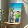Personalized 1990s Area 51 Alien Canvas Custom Face in Funny Retro Vacation Pic, 90s Kitsch Art