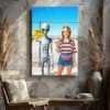 Personalized 1990s Area 51 Alien Canvas Custom Face in Funny Retro Vacation Pic, 90s Kitsch Art